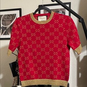 Gucci Red Sweater with Gold Accents